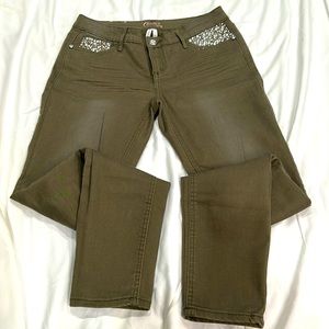 Junior Candie’s leggings military green jeans,size 7.